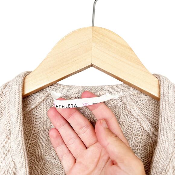 Athleta Tan Knit Extra Fine Merino Wool Cardigan Sz XXS - Picture 3 of 7
